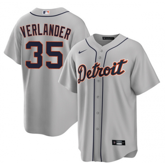 Men's Detroit Tigers #35 Justin Verlander Gray 2026 Road Stitched Baseball Jersey - Ujersey