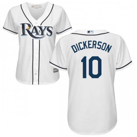 Women's Majestic Tampa Bay Rays #10 Corey Dickerson Replica White Home Cool Base MLB Jersey - Ujersey