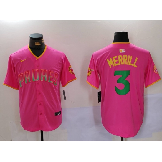 Men's San Diego Padres #3 Jackson Merrill Pink Player Number Fashion Baseball Jerseys - Ujersey