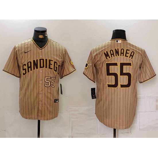Men's San Diego Padres #55 Sean Manaea Khaki Cool Base Stitched Jerseys - Ujersey