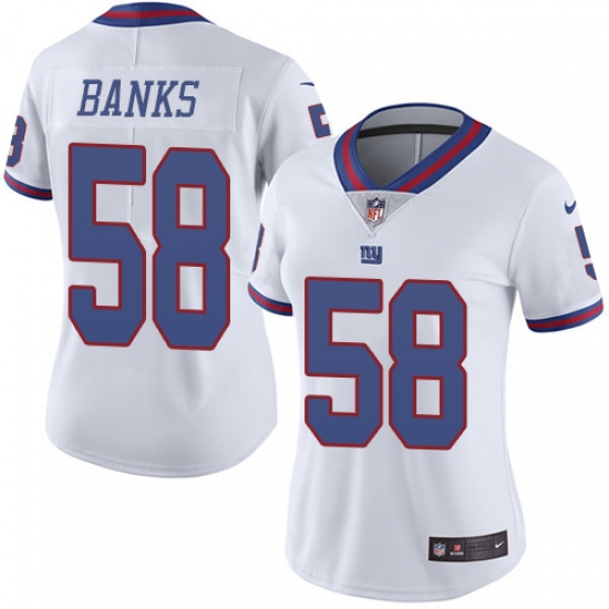 Women's Nike New York Giants #58 Carl Banks Limited White Rush Vapor Untouchable NFL Jersey - Ujersey