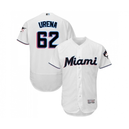 Men's Miami Marlins #62 Jose Urena White Home Flex Base Authentic Collection Baseball Jersey - Ujersey