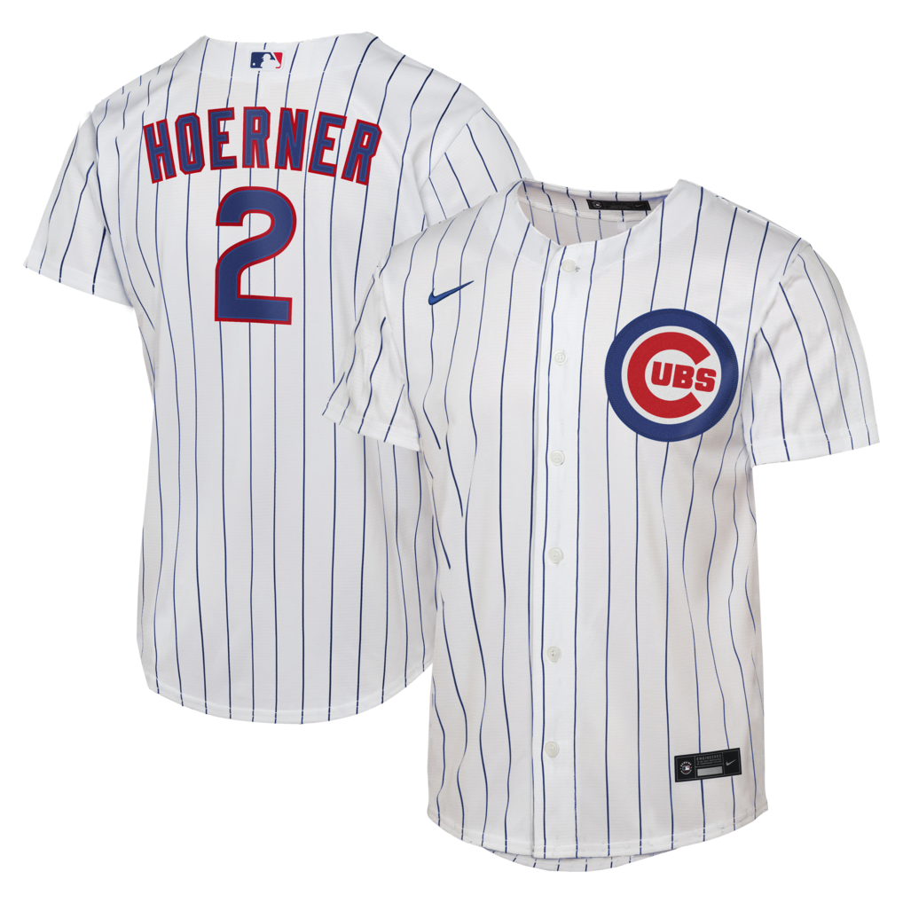Male Chicago Cubs Nico Hoerner Nike White Home Replica Jersey - Ujersey
