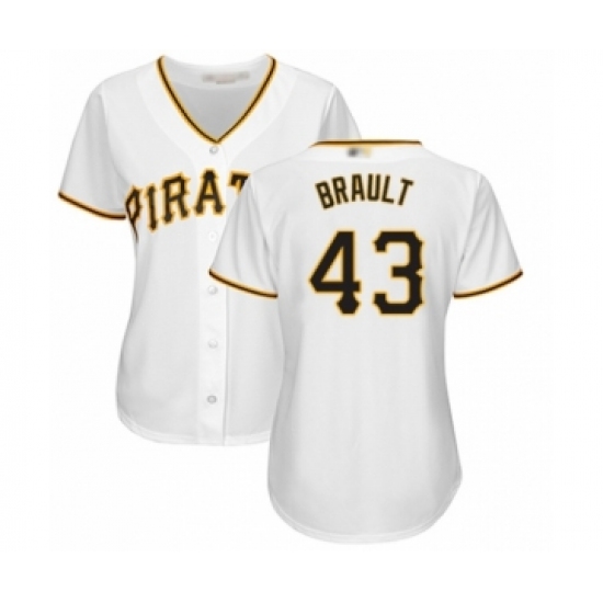 Women's Pittsburgh Pirates #43 Steven Brault Authentic White Home Cool Base Baseball Player Jersey - Ujersey