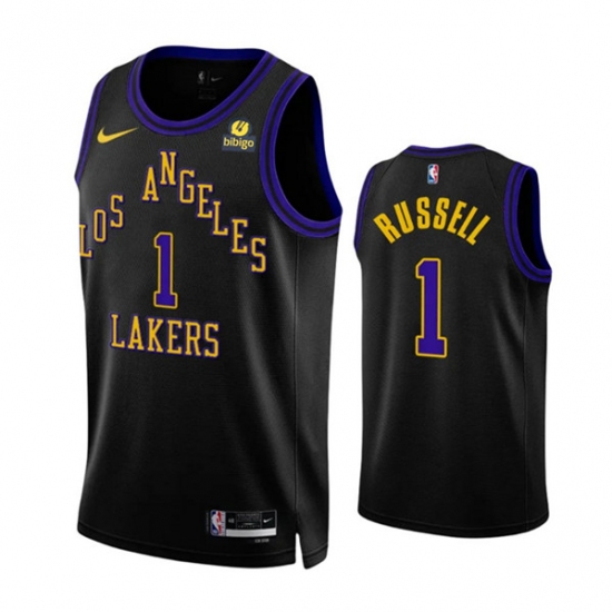 Men's Los Angeles Lakers #1 D'Angelo Russell Black 2023-24 City Edition Stitched Basketball Jersey - Ujersey