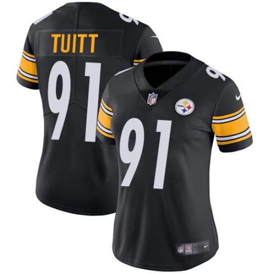 Women's Nike Pittsburgh Steelers #91 Stephon Tuitt Black Team Color Vapor Untouchable Limited Player NFL Jersey - Ujersey
