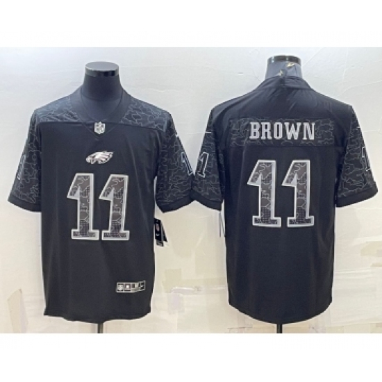 Men's Philadelphia Eagles #11 AJ Brown Black Reflective Limited Stitched Football Jersey - Ujersey