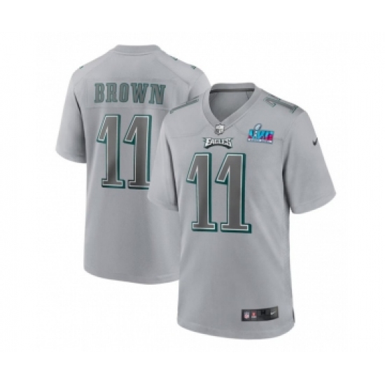 Men's Philadelphia Eagles #11 A.J. Brown Gray Super Bowl LVII Patch Atmosphere Fashion Stitched Game Jersey - Ujersey