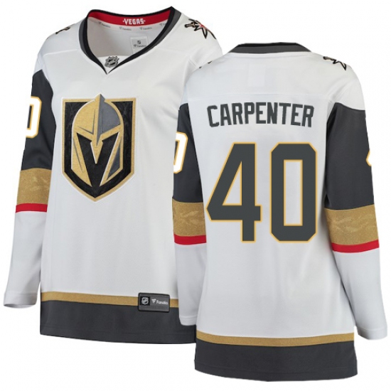 Women's Vegas Golden Knights #40 Ryan Carpenter Authentic White Away Fanatics Branded Breakaway NHL Jersey - Ujersey