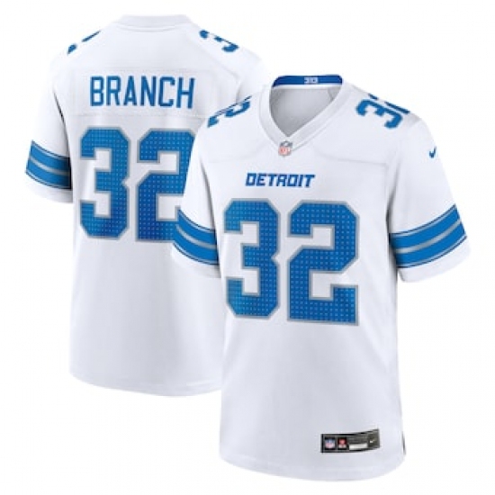 Men's Detroit Lions #32 Brian Branch White 2nd Alternate Game Nike Jersey - Ujersey