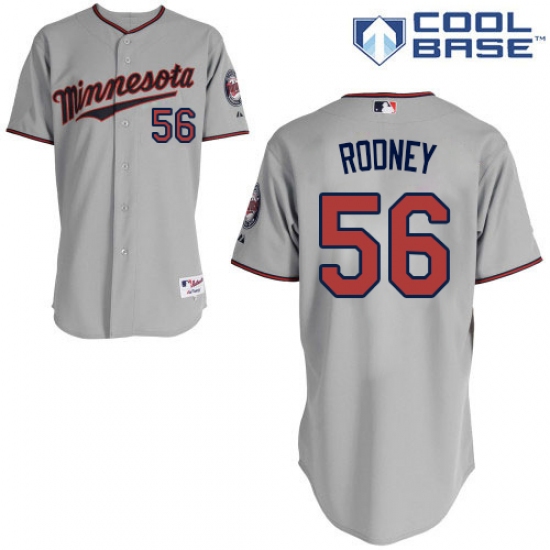 Men's Majestic Minnesota Twins #56 Fernando Rodney Authentic Grey Road Cool Base MLB Jersey - Ujersey