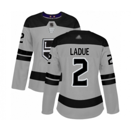 Women's Los Angeles Kings #2 Paul LaDue Authentic Gray Alternate Hockey Jersey - Ujersey