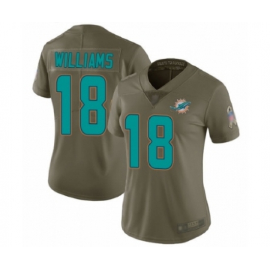 Women's Miami Dolphins #18 Preston Williams Limited Olive 2017 Salute to Service Football Jersey - Ujersey