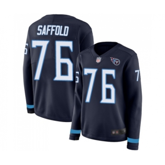 Women's Tennessee Titans #76 Rodger Saffold Limited Navy Blue Therma Long Sleeve Football Jersey - Ujersey