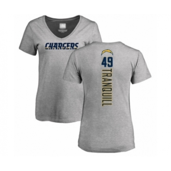 Football Women's Los Angeles Chargers #49 Drue Tranquill Ash Backer T-Shirt - Ujersey
