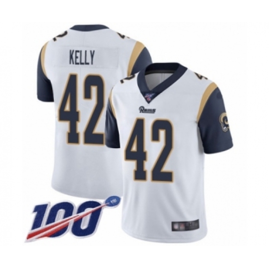 Men's Los Angeles Rams #42 John Kelly White Vapor Untouchable Limited Player 100th Season Football Jersey - Ujersey