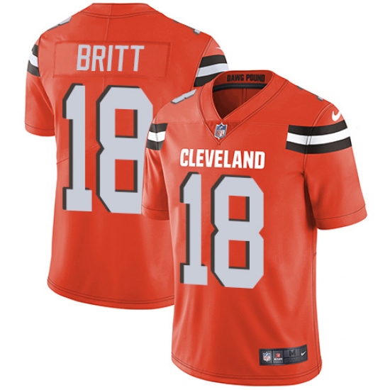 Youth Nike Cleveland Browns #18 Kenny Britt Orange Alternate Vapor Untouchable Limited Player NFL Jersey - Ujersey