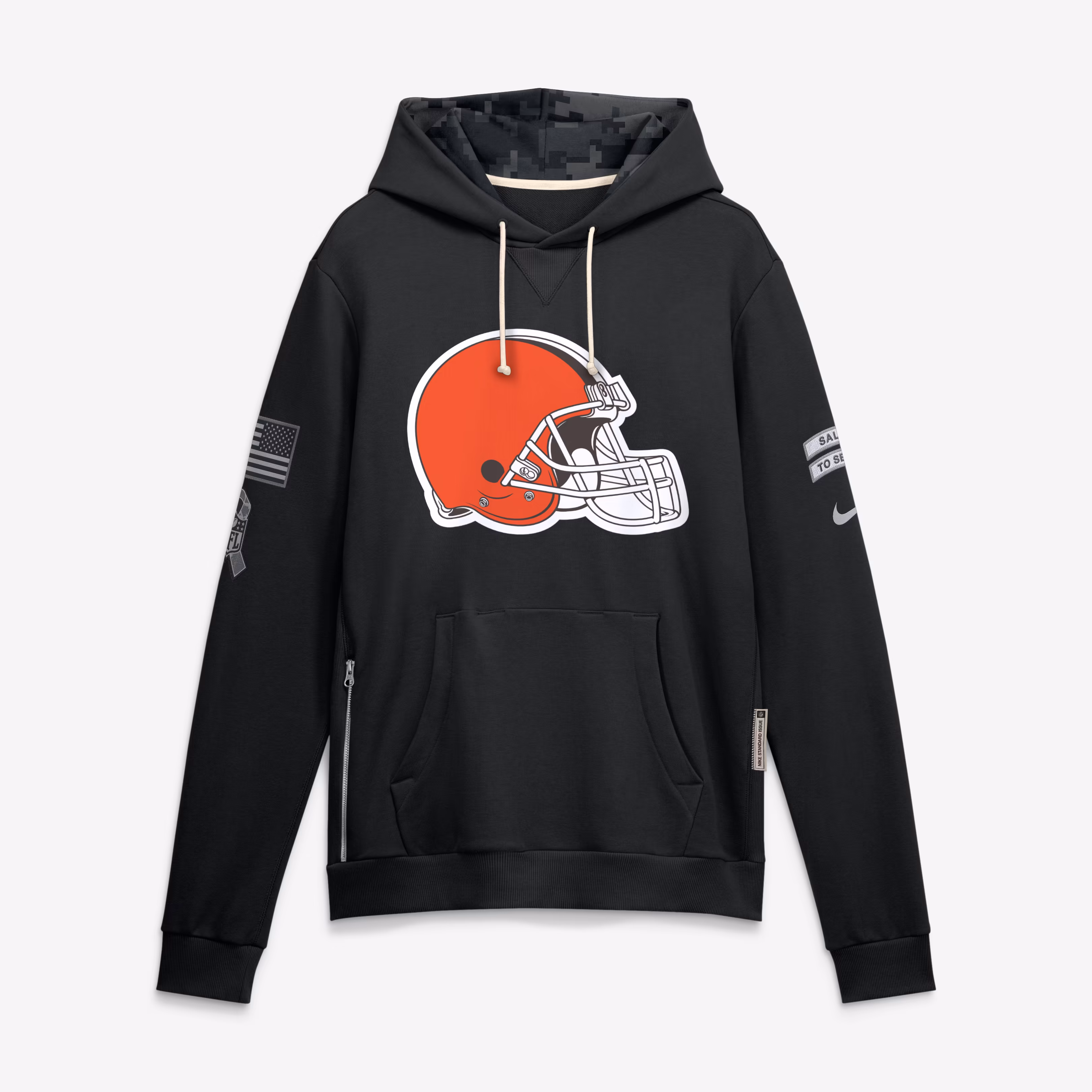 Men's Cleveland Browns  Nike Black 2026 Salute to Service Sideline Dri-FIT Pullover Hoodie - Ujersey