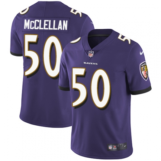 Youth Nike Baltimore Ravens #50 Albert McClellan Purple Team Color Vapor Untouchable Limited Player NFL Jersey - Ujersey