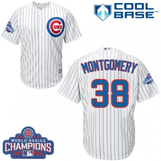 Youth Majestic Chicago Cubs #38 Mike Montgomery Authentic White Home 2016 World Series Champions Cool Base MLB Jersey - Ujersey