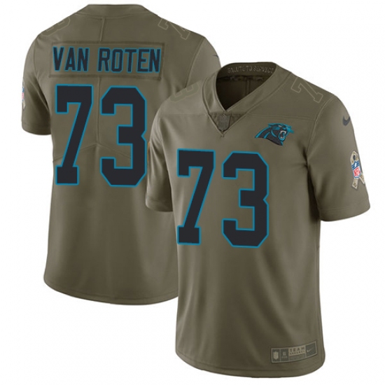 Youth Nike Carolina Panthers #73 Greg Van Roten Limited Olive 2017 Salute to Service NFL Jersey - Ujersey