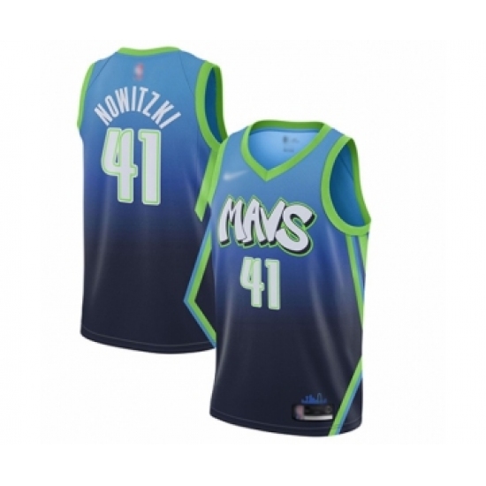 Men's Dallas Mavericks #41 Dirk Nowitzki Swingman Blue Basketball Jersey - 2019 20 City Edition - Ujersey