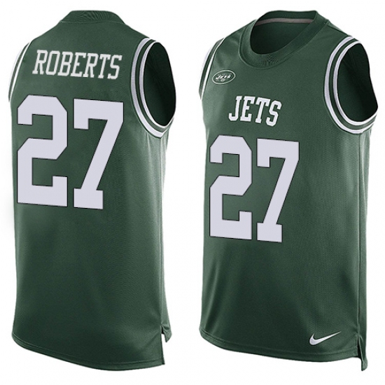 Men's Nike New York Jets #27 Darryl Roberts Limited Green Player Name & Number Tank Top NFL Jersey - Ujersey