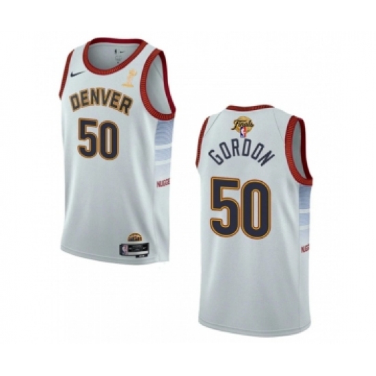Men's Denver Nuggets #50 Aaron Gordon White 2023 Finals Champions Icon Edition Stitched Basketball Jersey - Ujersey