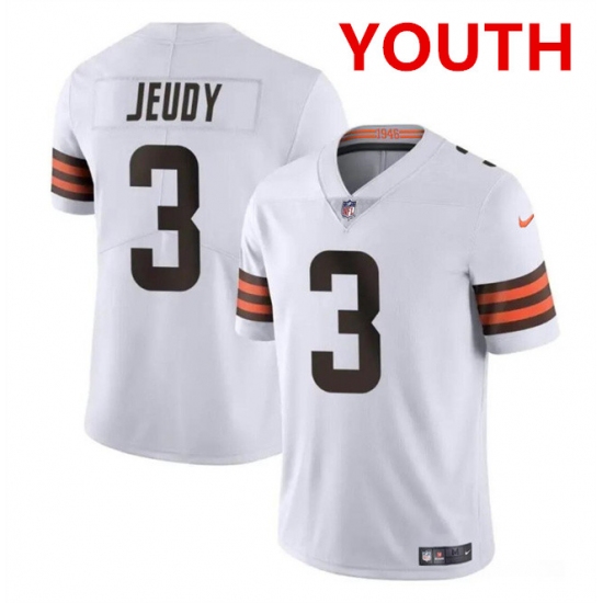 Youth Cleveland Browns #3 Jerry Jeudy White Vapor Limited Stitched Football Jersey