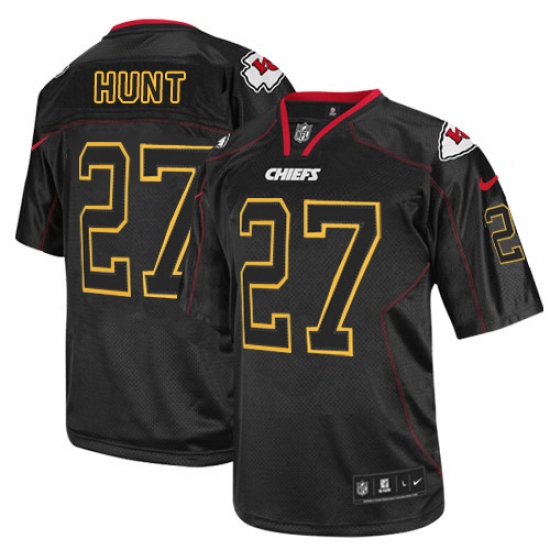 Men's Nike Kansas City Chiefs #27 Kareem Hunt Elite Lights Out Black NFL Jersey - Ujersey