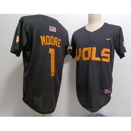 Men's Tennessee Volunteers #1 Christian Moore Grey With Patch Stitched Baseball Jersey - Ujersey
