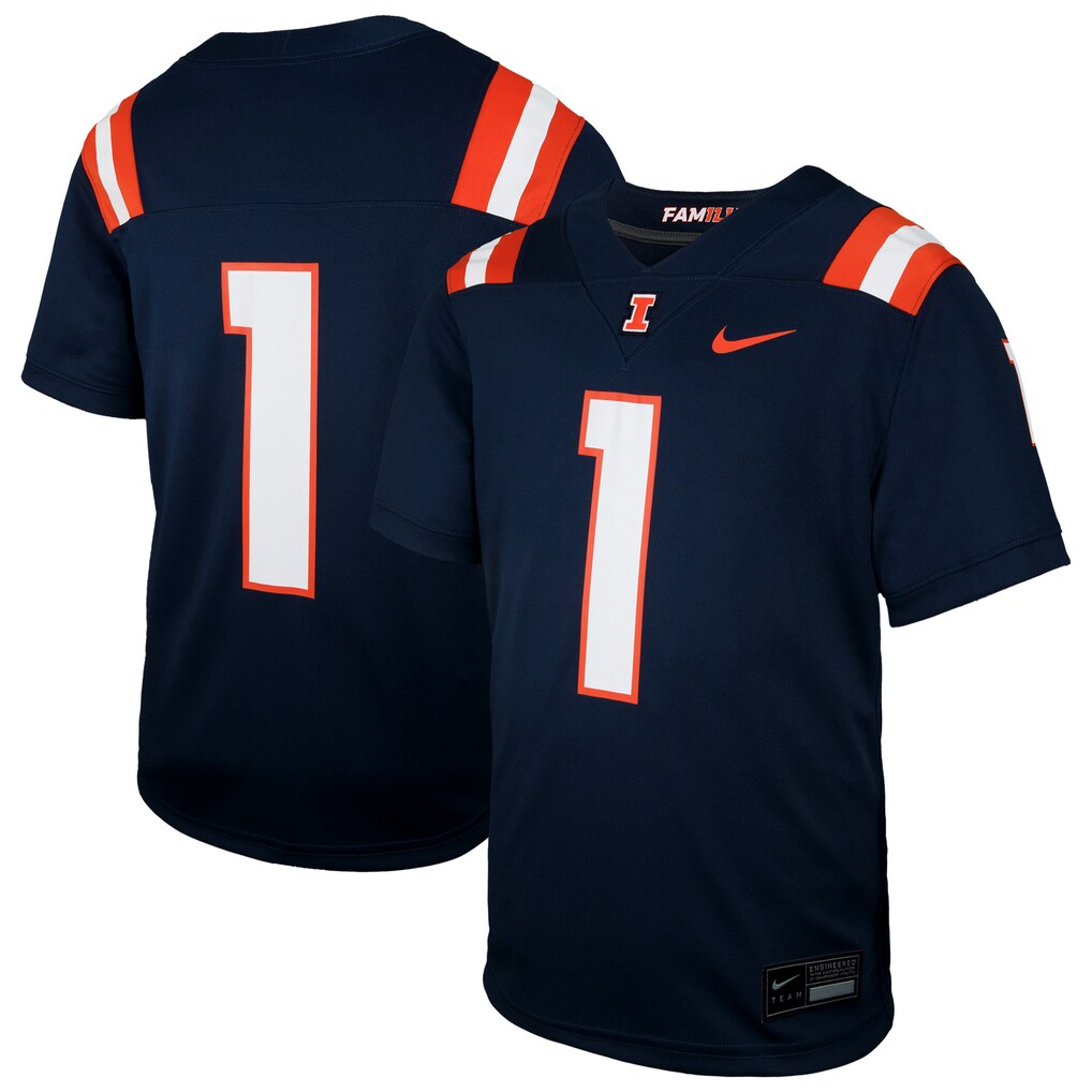 Youth Nike #1 Navy Illinois Fighting Illini Untouchable Replica Game Jersey - Ujersey