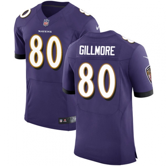 Men's Nike Baltimore Ravens #80 Crockett Gillmore Elite Purple Team Color NFL Jersey - Ujersey