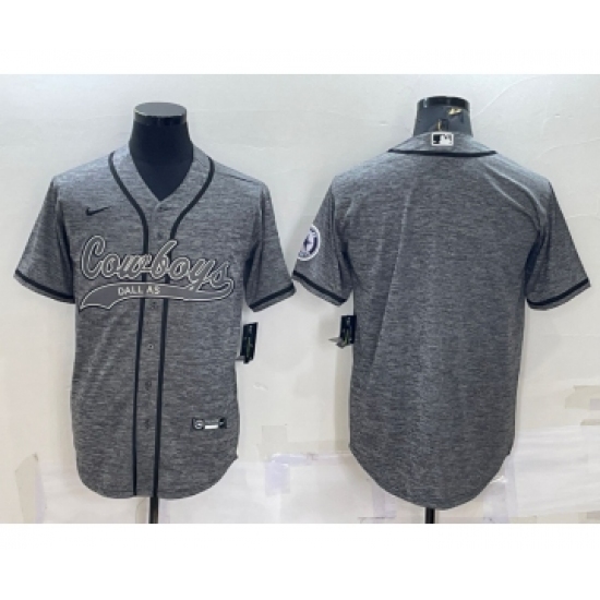 Men's Dallas Cowboys Blank Grey Gridiron Cool Base Stitched Baseball Jersey - Ujersey