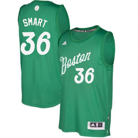 Men's Adidas Boston Celtics #36 Marcus Smart Authentic Green 2016-2017 Christmas Day NBA Jersey - Ujersey
