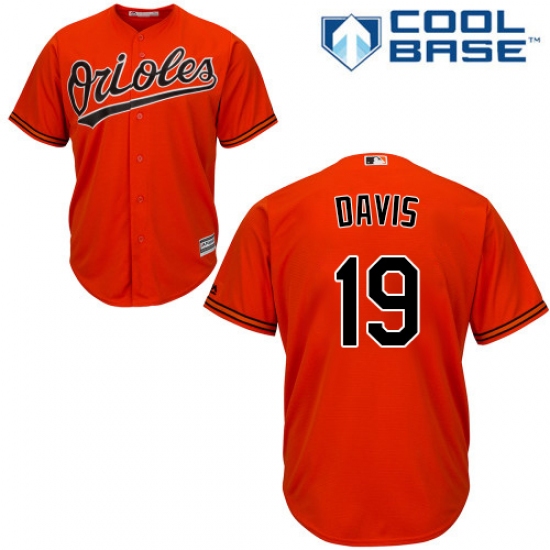 Men's Majestic Baltimore Orioles #19 Chris Davis Replica Orange Alternate Cool Base MLB Jersey - Ujersey