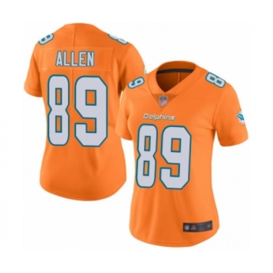 Women's Miami Dolphins #89 Dwayne Allen Limited Orange Rush Vapor Untouchable Football Jersey - Ujersey