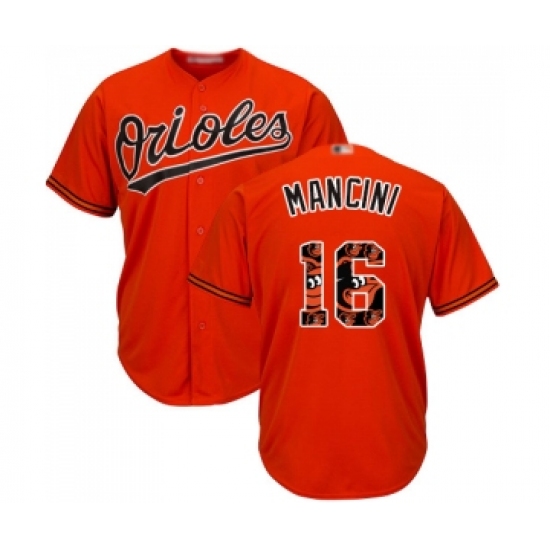 Men's Baltimore Orioles #16 Trey Mancini Authentic Orange Team Logo Fashion Cool Base Baseball Jersey - Ujersey
