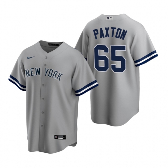 Men's Nike New York Yankees #65 James Paxton Gray Road Stitched Baseball Jersey - Ujersey
