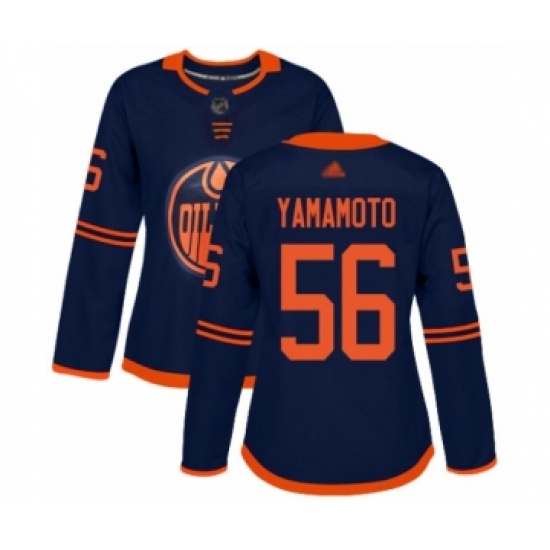 Women's Edmonton Oilers #56 Kailer Yamamoto Authentic Navy Blue Alternate Hockey Jersey - Ujersey