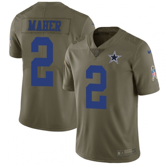 Youth Nike Dallas Cowboys #2 Brett Maher Limited Olive 2017 Salute to Service NFL Jersey - Ujersey