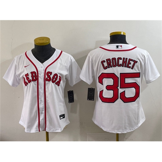 Youth Boston Red Sox #35 Garrett Crochet White Cool Base Stitched Baseball Jersey - Ujersey