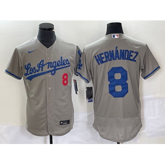 Men's Nike Los Angeles Dodgers #8 Enrique Hernandez Gray Replica Player Jersey - Ujersey