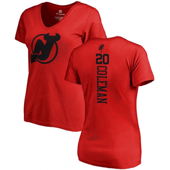 NHL Women's Adidas New Jersey Devils #20 Blake Coleman Red One Color Backer T-Shirt - Ujersey