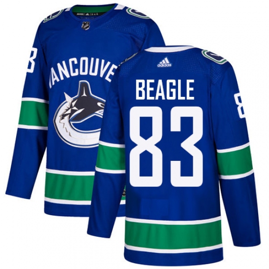 Men's Adidas Vancouver Canucks #83 Jay Beagle Authentic Blue Home NHL Jersey - Ujersey
