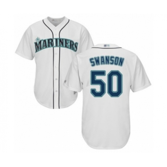 Youth Seattle Mariners #50 Erik Swanson Authentic White Home Cool Base Baseball Player Jersey - Ujersey