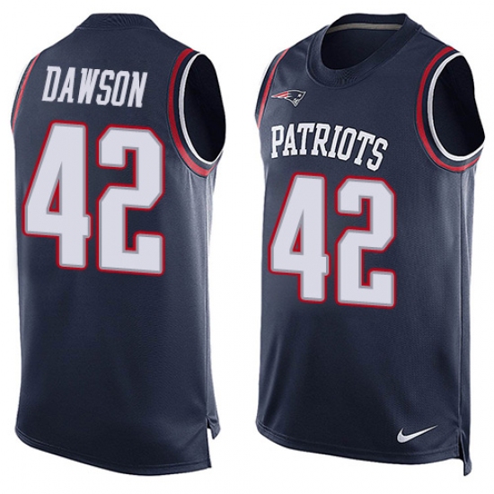 Men's Nike New England Patriots #42 Duke Dawson Limited Navy Blue Player Name & Number Tank Top NFL Jersey - Ujersey