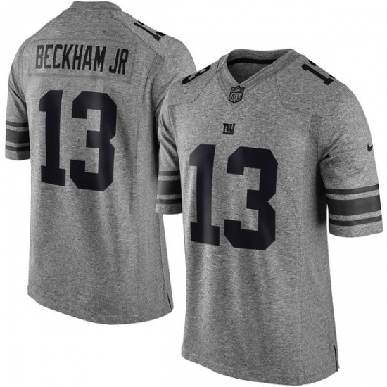 Men's Nike New York Giants #13 Odell Beckham Jr Limited Gray Gridiron NFL Jersey - Ujersey