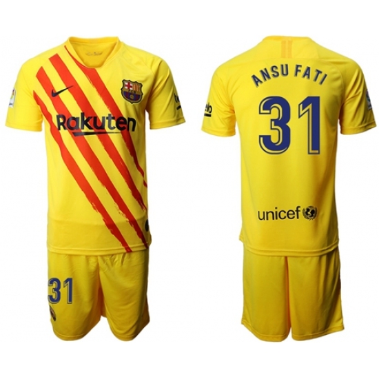 Barcelona #31 Ansu Fati Yellow Soccer Club Jersey