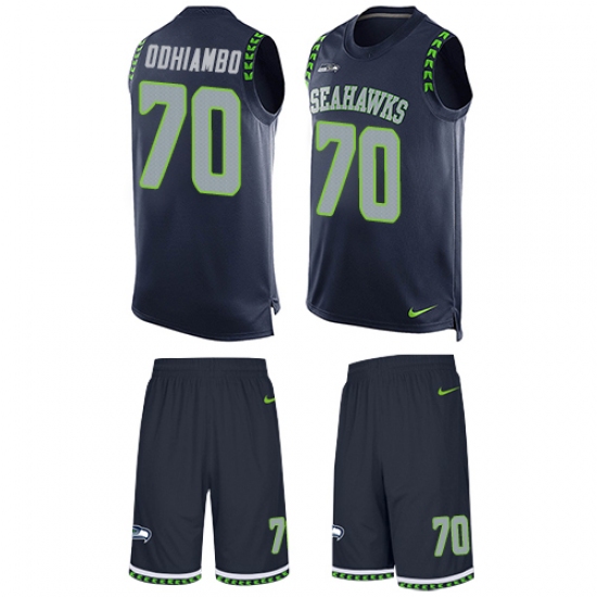 Men's Nike Seattle Seahawks #70 Rees Odhiambo Limited Steel Blue Tank Top Suit NFL Jersey - Ujersey